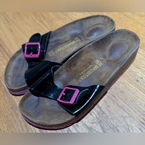 Birkenstock Madrid Patent Leather Sandals-Black & Pink-EU 38 / US Women’s 7–7.5